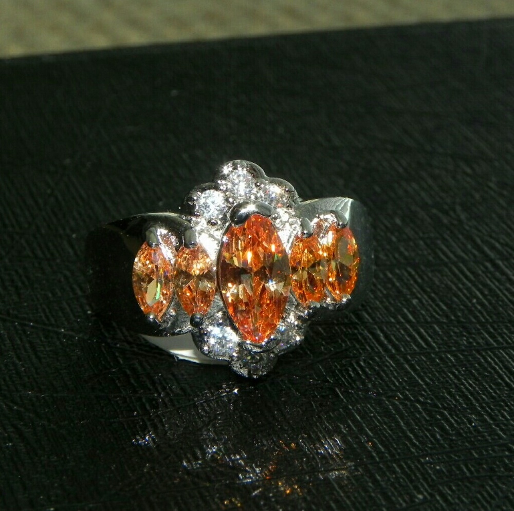 SOLD OUT!!!   Marquise Orange Hessonite Garnet Ring